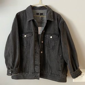Missguided Black Washed Oversized Denim Jacket